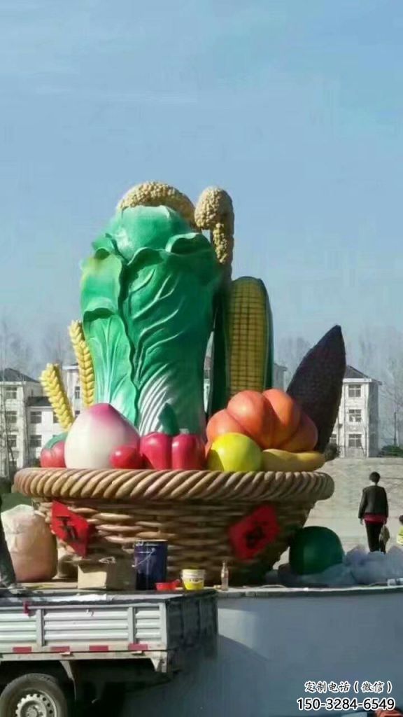 彩繪果籃雕塑 仿真景觀雕塑 步行街?jǐn)[件