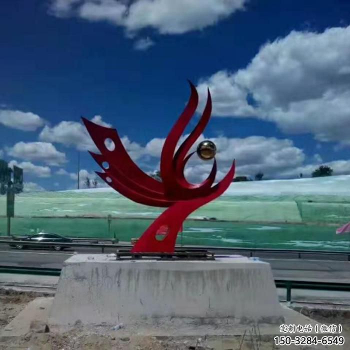 城市不銹鋼鳳凰雕塑廠家 風景區彩繪雕塑 抽象擺件