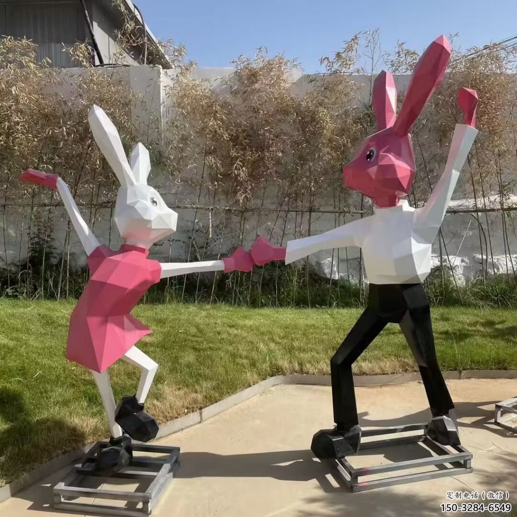 商業(yè)街玻璃鋼兔子雕塑 售樓處雕塑 動(dòng)物擺件