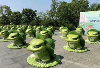 大型玻璃鋼青蛙雕塑 步行街宣傳雕塑 仿真擺件