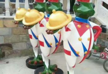 庭院玻璃鋼青蛙雕塑 城市古銅色雕塑 卡通小品