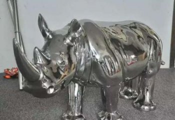 不銹鋼水牛雕塑，田間景觀小品，抽象幾何原理 (14)