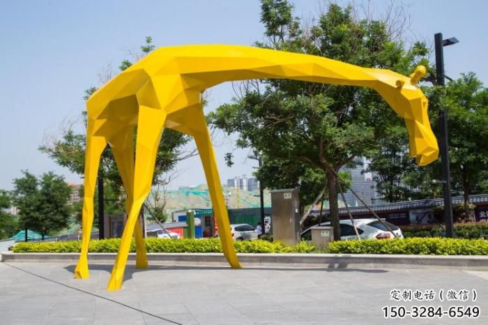 不銹鋼長頸鹿雕塑，異形幾何動物，售樓處小區擺件 (7)