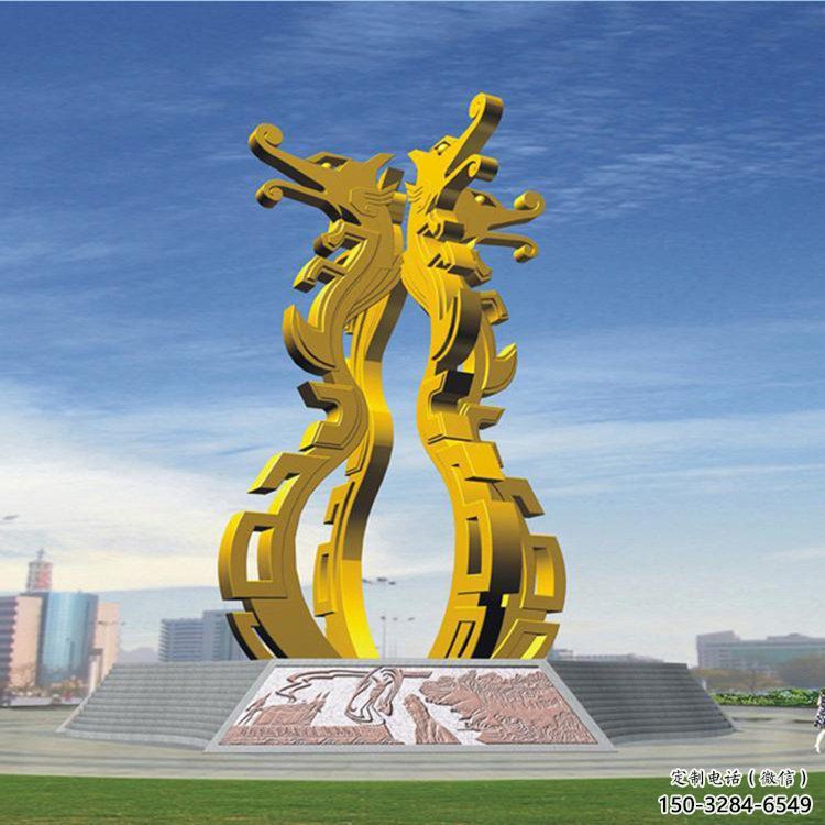 不銹鋼龍形雕塑，大型動(dòng)物景觀，烤漆工藝制作 (2)