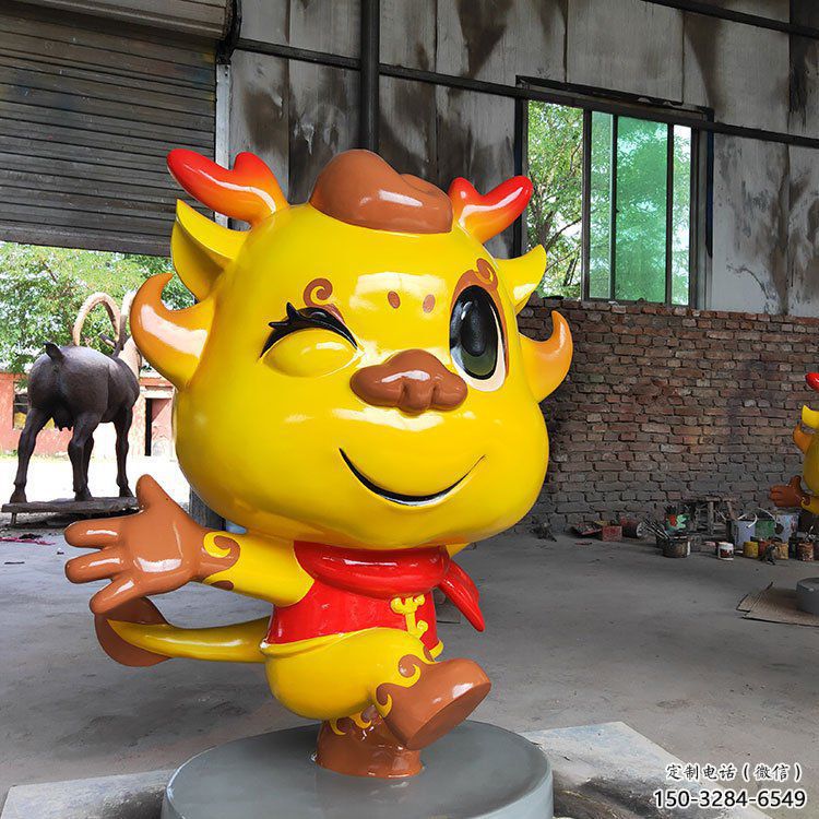 卡通龍形雕塑，抽象彩繪工藝，動漫動物擺件 (2)