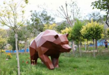 不銹鋼大熊雕塑，公園廣場雕塑，仿真彩繪工藝 (9)