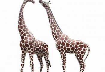 玻璃鋼長頸鹿雕塑，仿真彩繪工藝，公園廣場房地產擺放 (2)