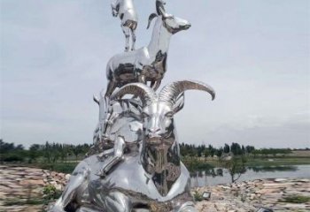 不銹鋼山羊雕塑生產(chǎn)，仿真動(dòng)物，戶外公園擺件