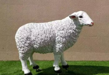 彩繪玻璃鋼綿羊雕塑，動(dòng)物景觀，廣場(chǎng)園林雕塑