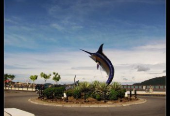 玻璃鋼劍魚雕塑，海洋生物雕塑，公園廣場大型雕塑