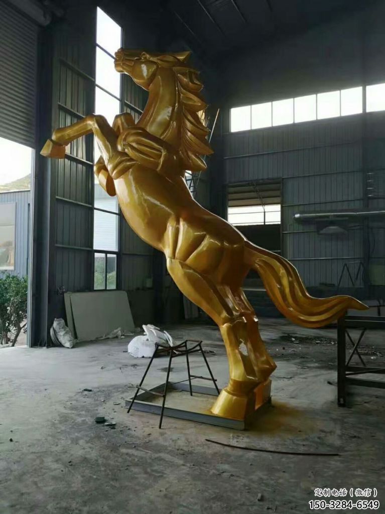 烤漆奔馬雕塑，城市街頭擺件，不銹鋼動物小品