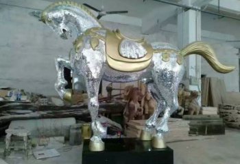 制作奔馬雕塑，鏡面工藝，仿真動物小品