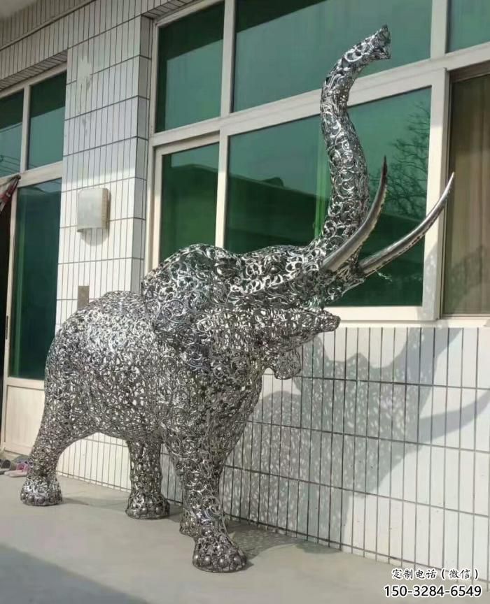 校園小象雕塑，可愛(ài)題材，鏡面工藝