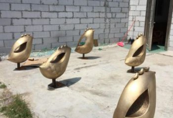 室內鳥類雕塑，景觀題材，鍍銅工藝