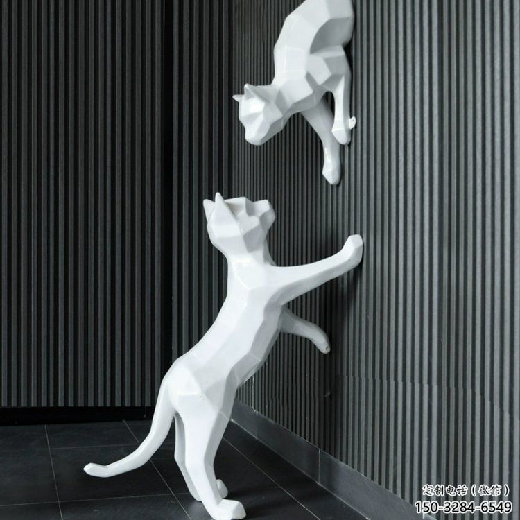 庭院小貓雕塑，動(dòng)物主題，抽象工藝