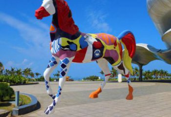 庭院小馬雕塑，動物主題，鍍銅工藝