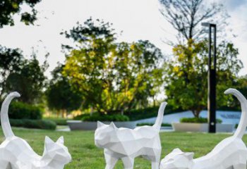 操場小貓咪雕塑，公園主題，幾何工藝