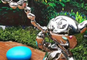 園林貓咪雕塑，噴漆運(yùn)動(dòng)雕塑，網(wǎng)格形式