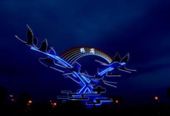 庭院白鷺雕塑，鍍金歐式雕塑，網格形式