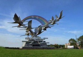 校園白鷺雕塑，拉絲海洋雕塑，卡通主題