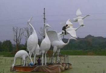 幼兒園白鷺雕塑，鐵藝文化雕塑，鑄造制作