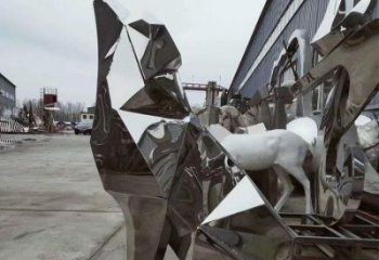 步行街哈巴狗雕塑，鑄銅農耕雕塑，鏤空方式