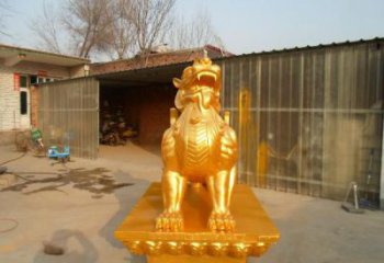 庭院貔貅雕塑，鍍金歐式雕塑，網(wǎng)格形式