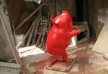 彩繪野豬雕塑，抽象主題，烤漆工藝制作