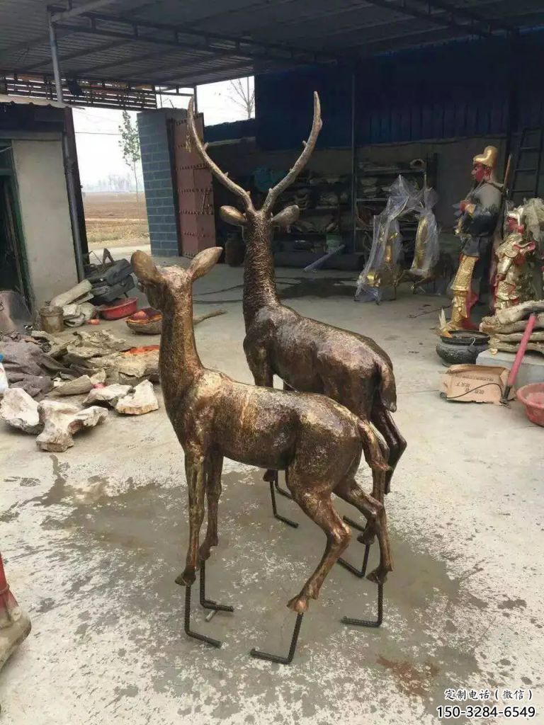 城市馴鹿雕塑，網格體育雕塑，古銅效果