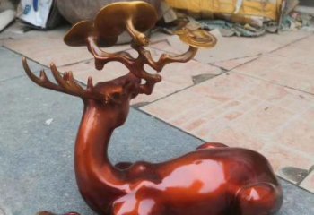 景區(qū)馴鹿雕塑，鍍金歐式雕塑，鐵藝材質(zhì)