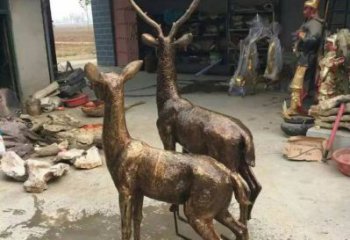 城市馴鹿雕塑，網(wǎng)格體育雕塑，古銅效果