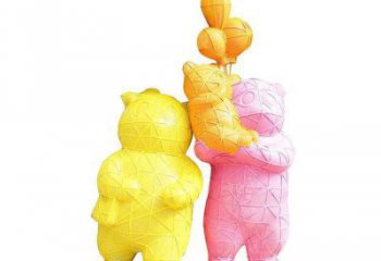 冷飲店狗熊雕塑，鍍銅海洋雕塑，鏡面工藝