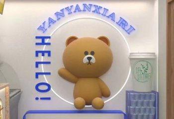 城市布朗熊雕塑，網(wǎng)格體育雕塑，古銅效果