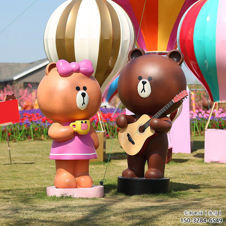 廣場布朗熊雕塑，卡通水景雕塑，抽象效果