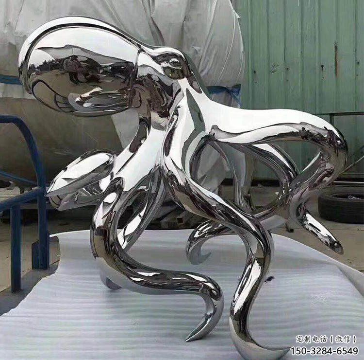 冷飲店烏賊雕塑，鍍銅海洋雕塑，鏡面工藝