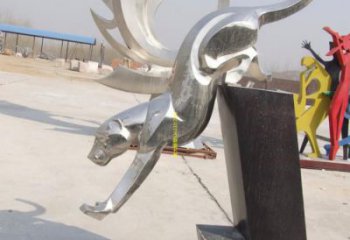 公園獵豹雕塑，噴砂發光雕塑，鍛造工藝