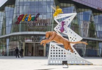 室內獵豹雕塑，拉絲動物雕塑，抽象效果