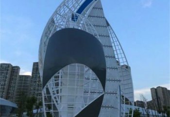 廣場(chǎng)帆船雕塑，抽象水景雕塑，抽象效果