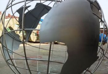 庭院地球儀雕塑，鍍金歐式雕塑，網(wǎng)格形式