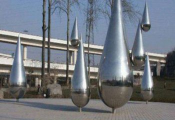 廣場水滴雕塑，抽象水景雕塑，抽象效果