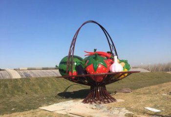 步行街花籃雕塑，鍛造景觀雕塑，烤漆方式