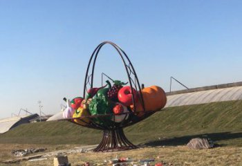 農村花籃雕塑，烤漆景觀雕塑，抽象效果