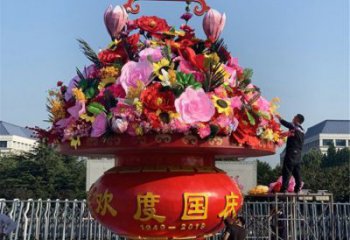 景區花籃雕塑，仿真歐式雕塑，鐵藝材質