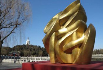 景觀館福字雕塑，鍍銅景觀雕塑，鍍銅工藝