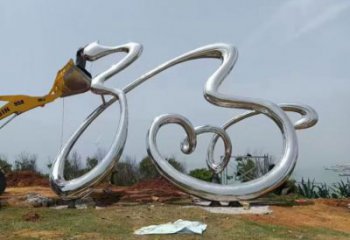 室內福字雕塑，拉絲景觀雕塑，抽象效果