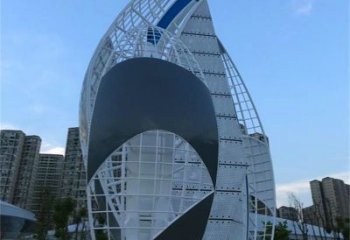 大型帆船雕塑，鍍銅景觀雕塑，鏡面工藝