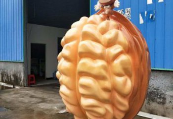 抽象核桃雕塑 店門(mén)口彩繪雕塑 步行街?jǐn)[件