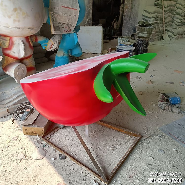 廣場(chǎng)西紅柿雕塑 抽象果蔬雕塑 烤漆水果雕塑