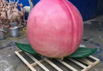 彩繪桃子雕塑 仿真雕塑 步行街擺件