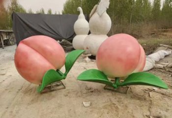農村桃子雕塑 抽象藝術水果雕塑 烤漆果蔬雕塑